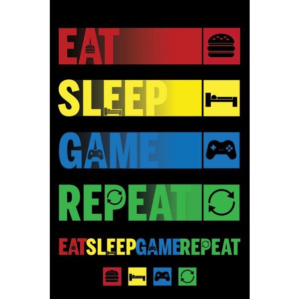 Eat Sleep Game Repeat multifärg