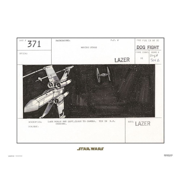 STAR WARS - STORYBOARD X-WING - Art Print Multicolor