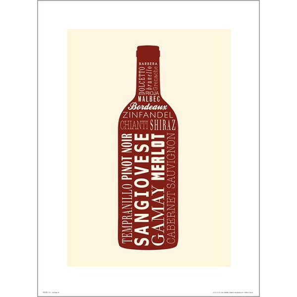 Eksklusivt kunsttryk - Vinflaske Rød - Rødvin, flaske Multicolor