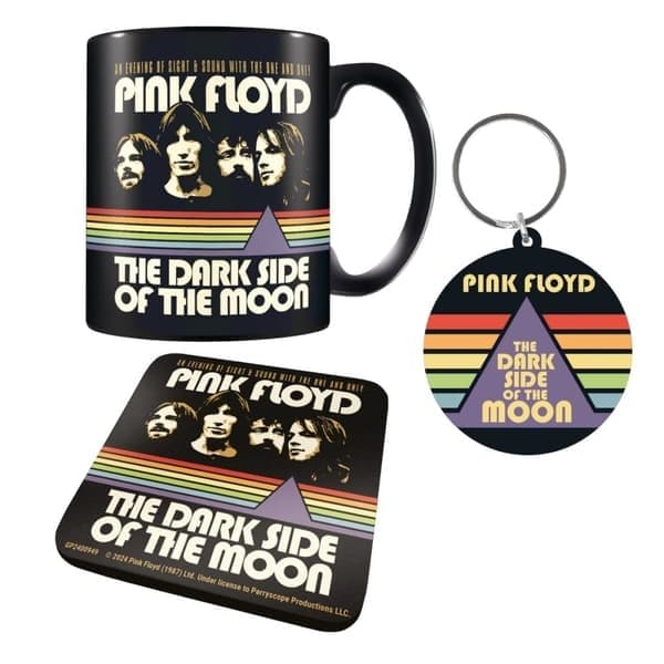 Gåvoset - PINK FLOYD (VINTAGE DARK SIDE) MUG, COASTER & KEYCHAIN GIFT SET multifärg
