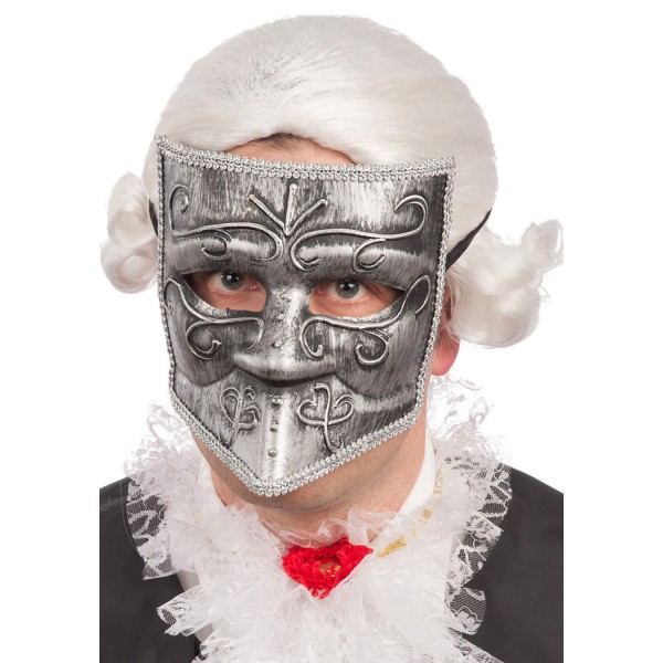 Ansiktsmask - Venetian silver bautta mask multifärg