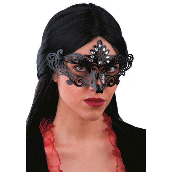 Ansiktsmask - Black mask with strass multifärg