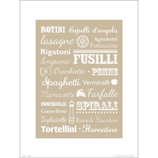 Exklusivt Art Print - Pasta - Text multifärg