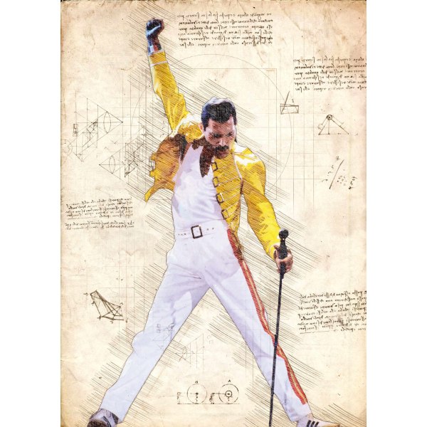 A3 Print - Music - Queen - Freddy Mercury multifärg