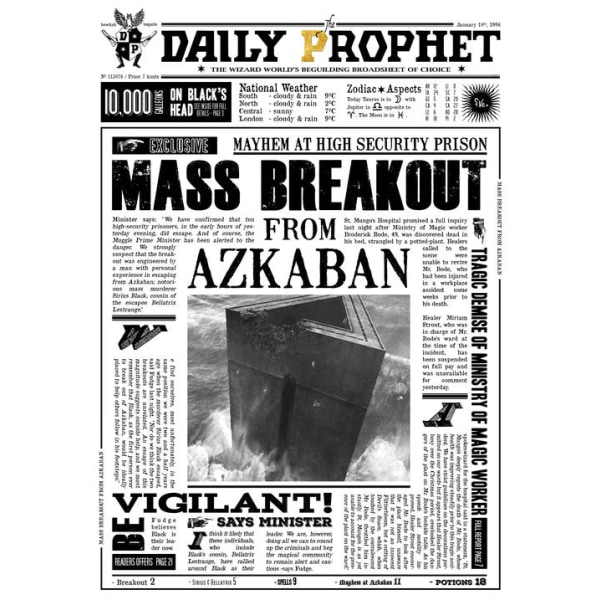 A3 Print - Harry Potter - Daily Prophet - Breakout from Azkaban Multicolor