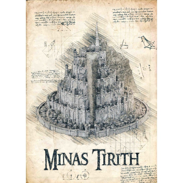 A3 Print - Taru sormusten herrasta - Minas Tirith Multicolor