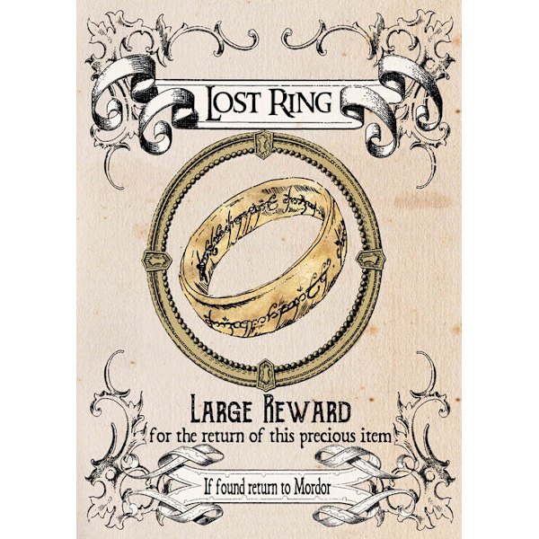 A3 Print - Lord of the rings - Lost Ring, Large Reward multifärg