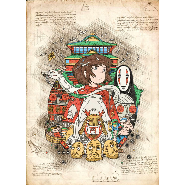 A3 Print - Myazaki - Ghibli 4 Spirited away multifärg