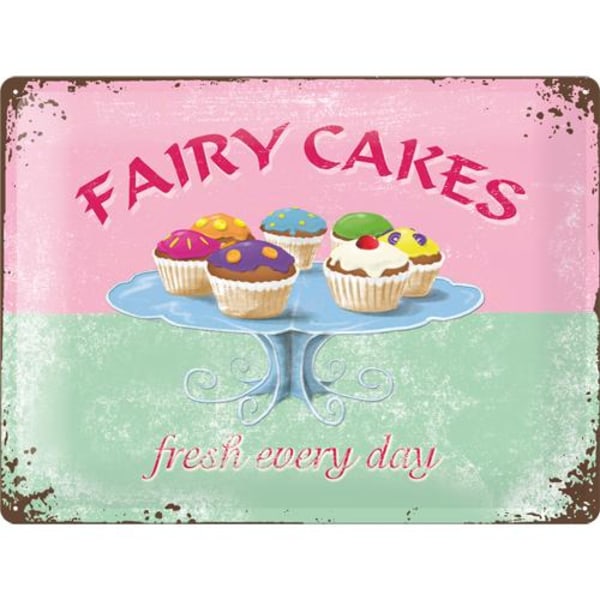 Metallskylt 30Ã—40 cm Fairy cakes fresh every day multifärg