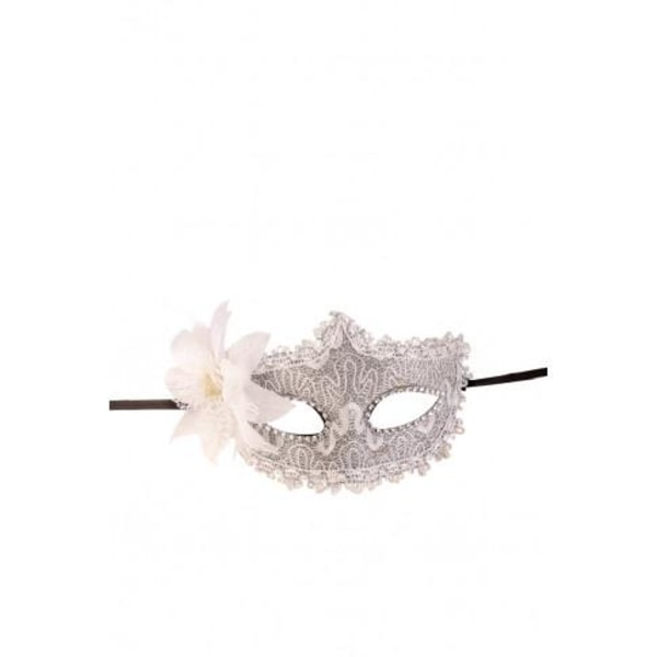 Ansiktsmask - White mask with lace and strass multifärg