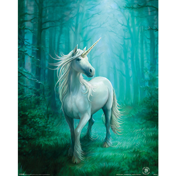 Anne Stokes - Forest Unicorn, Enhörning multifärg