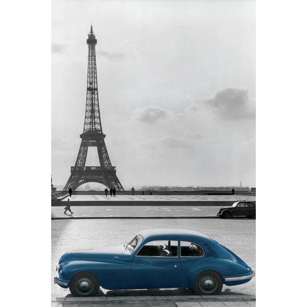 Paris Eiffel Tower - Blue Car multifärg