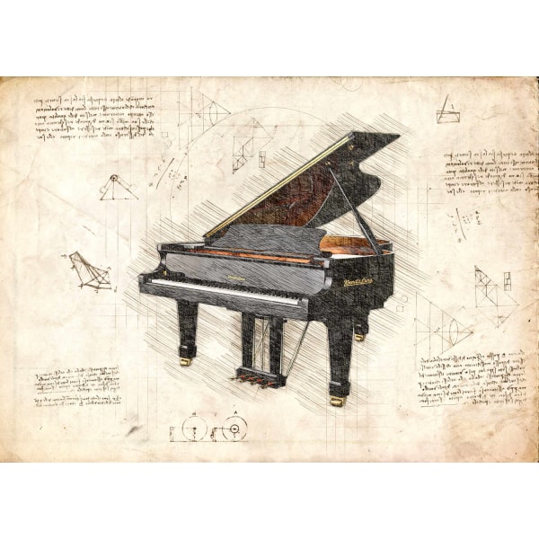 A3 Print - Music - Piano multifärg