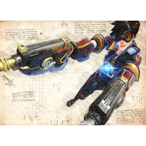 A3 Print - Overwatch artwork - Tracer Rose Multicolor