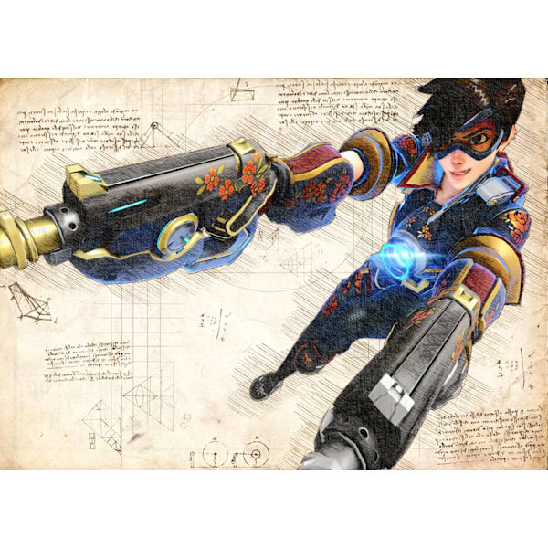 A3 Print - Overwatch artwork - Tracer Rose multifärg
