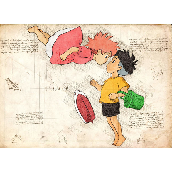 A3 Print - Myazaki - Ghibli 10 Ponyo multifärg