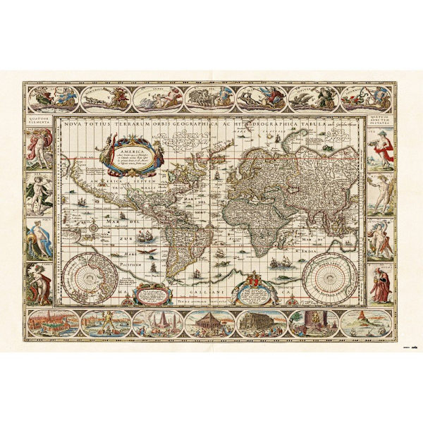 Poster - Antik Världskarta - Ancient World Map multifärg