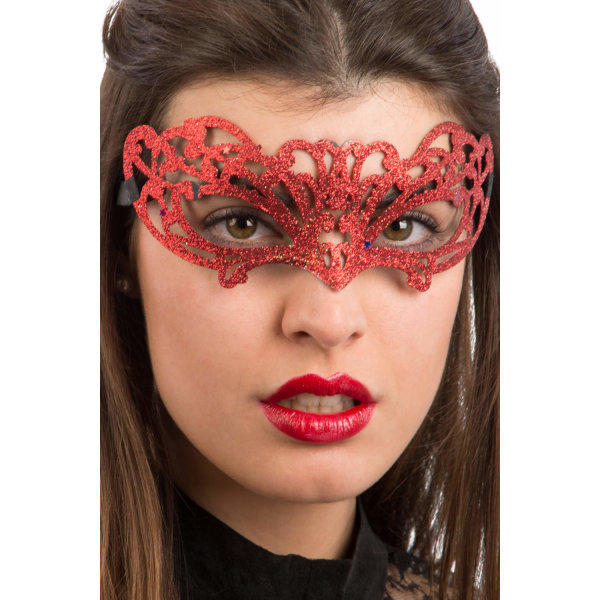 Ansiktsmask - Red glitter mask multifärg