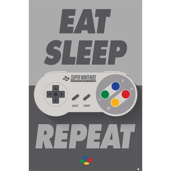 Nintendo - Eat Sleep SNES Gentag Multicolor