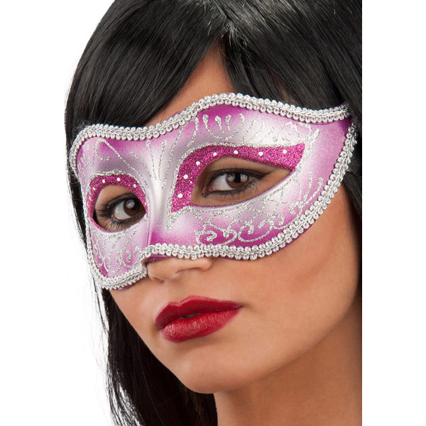 Ansiktsmask - Mask in pink hard PVC with glitter multifärg
