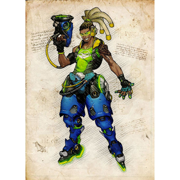 A3 Print - Overwatch artwork - Lucio multifärg