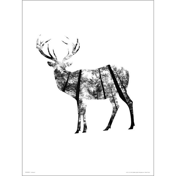 Exklusivt Art Print - Deer Woods Multicolor