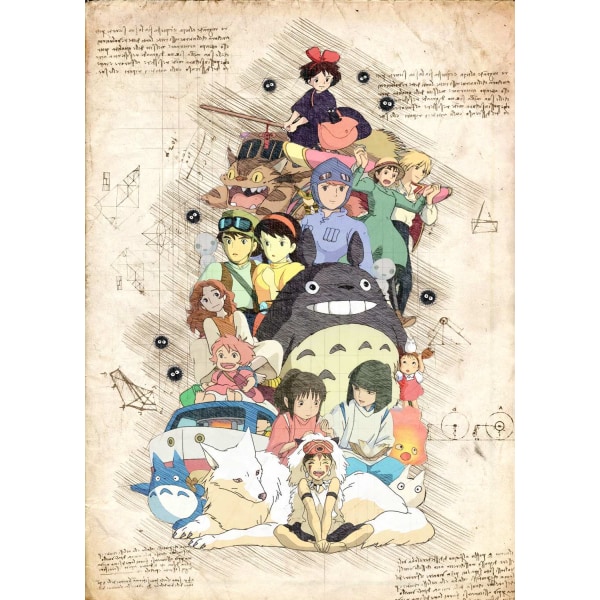 A3 Print - Myazaki - Ghibli 3 Group Multicolor