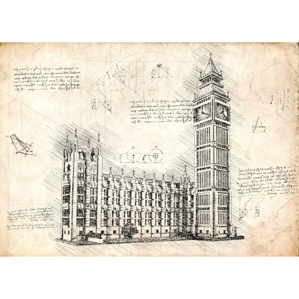 A3 Print - Big Ben multifärg