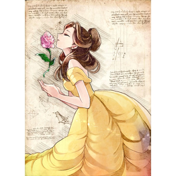 A3 Print - Disney - Skønheden og udyret - Belle rose Multicolor