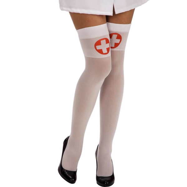 Sygeplejerske - Overknee strømpe. White one size