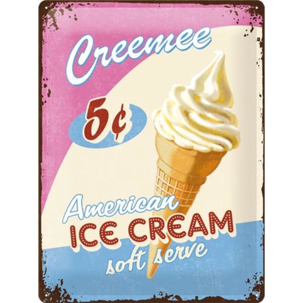 Metallskylt 30Ã—40 cm American Ice Cream multifärg