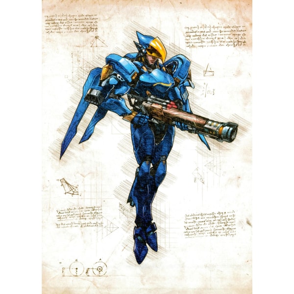 A3 Print - Overwatch kunstværk - Pharah Multicolor