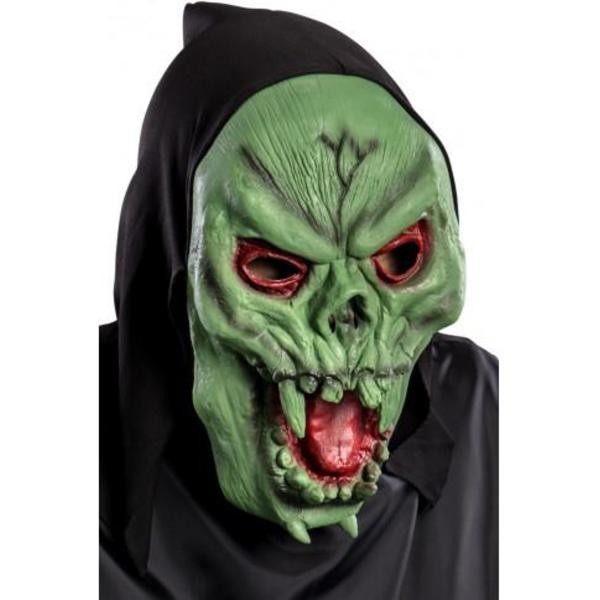 Ansiktsmask - Grön döskallemask i PVC med huva i tyg multifärg