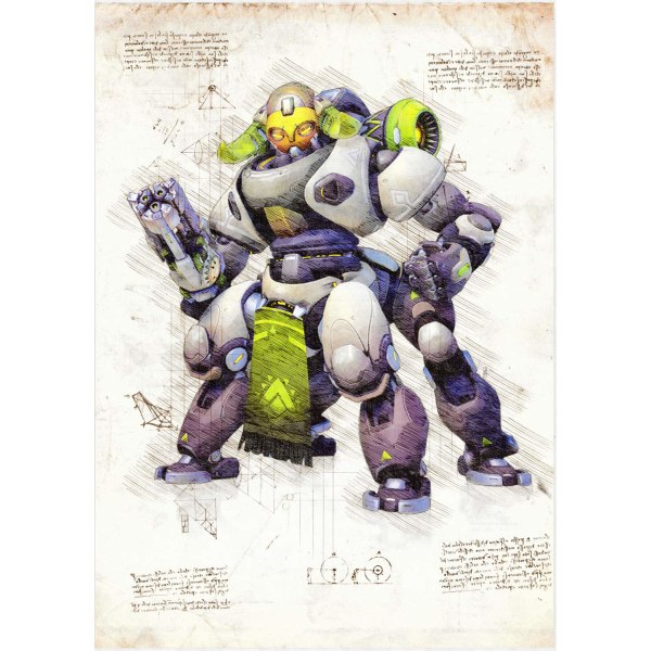 A3 Print - Overwatch artwork - Orisa Multicolor