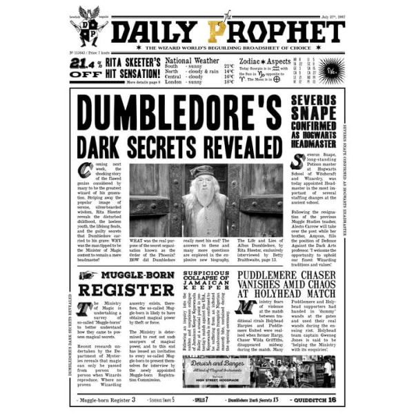 A3 print - Harry Potter - Daily Prophet - Dumbledore&#39;s Dark Secr Multicolor