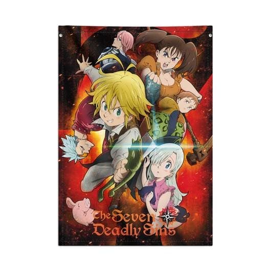 Posterflagga - The Seven Deadly Sins - Group multifärg