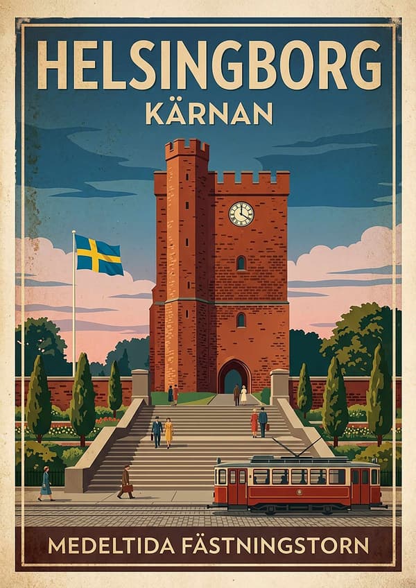 A3 Print - Kärnan – hjärtat av Helsingborg multifärg