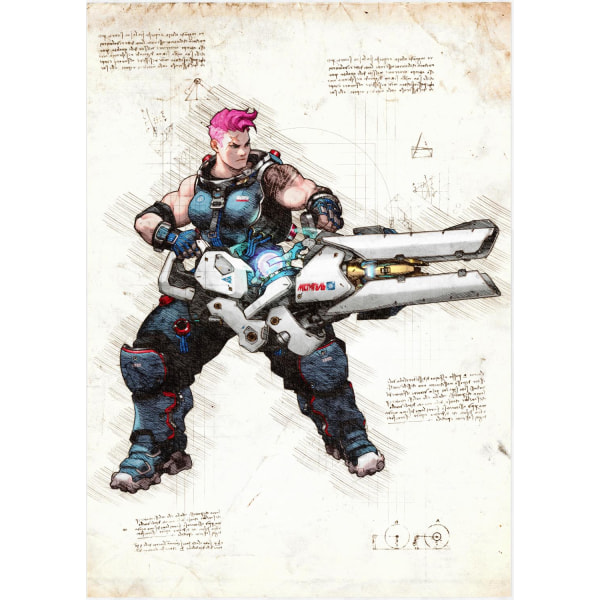 A3 Print - Overwatch artwork - Zarya multifärg