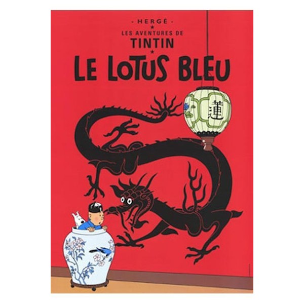 Poster - Tintin Le Lotus Bleu - Tintin Blå Lotus Multicolor