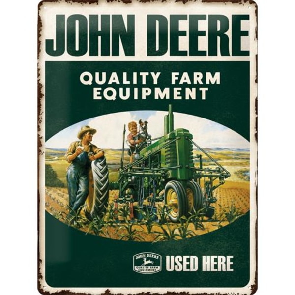 Metallskylt 30Ã—40 cm John Deere, Used Here multifärg