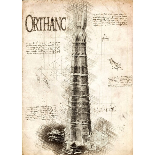 A3 Print - Ringenes Herre - Orthanc - Tower of Isengard Multicolor