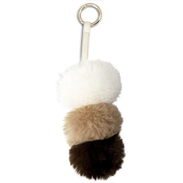 Nyckelring - Beige/brun/mörkbrun pompom plush multifärg