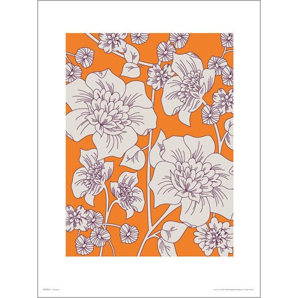 Eksklusiivinen taidevedos - Flowes Orange - Kukat oranssina Multicolor