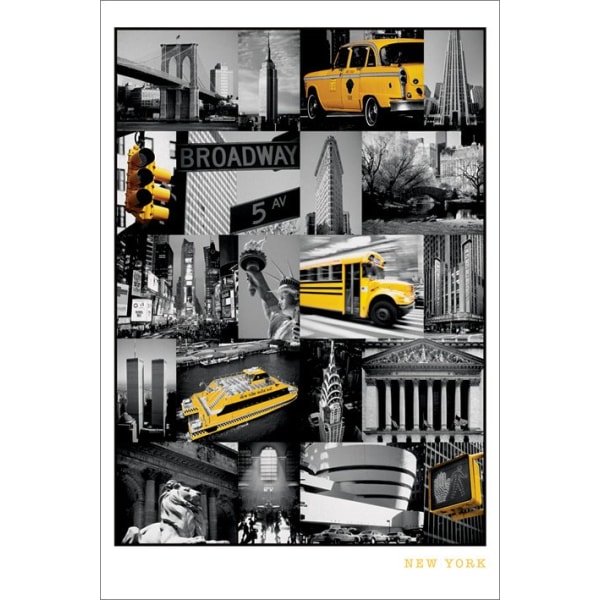 New York - Collage Landmarks - Keltainen taksi Multicolor