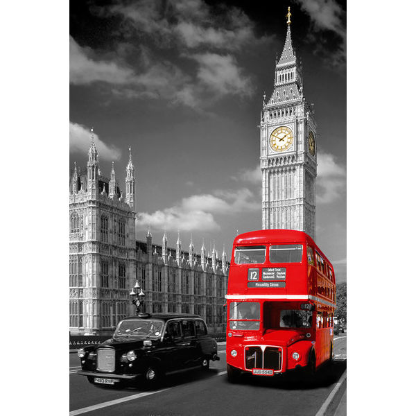 London - Big Ben Bus and Taxi Multicolor