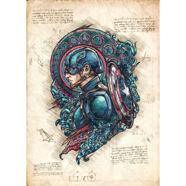 A3 Print - Captain America Multicolor