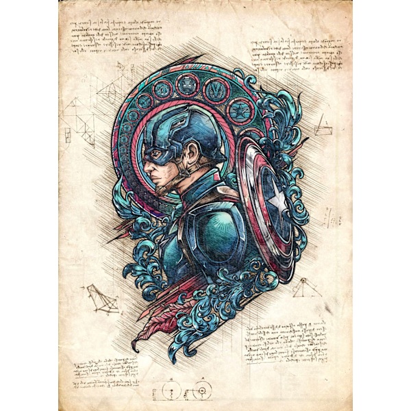 A3 Print - Captain America multifärg