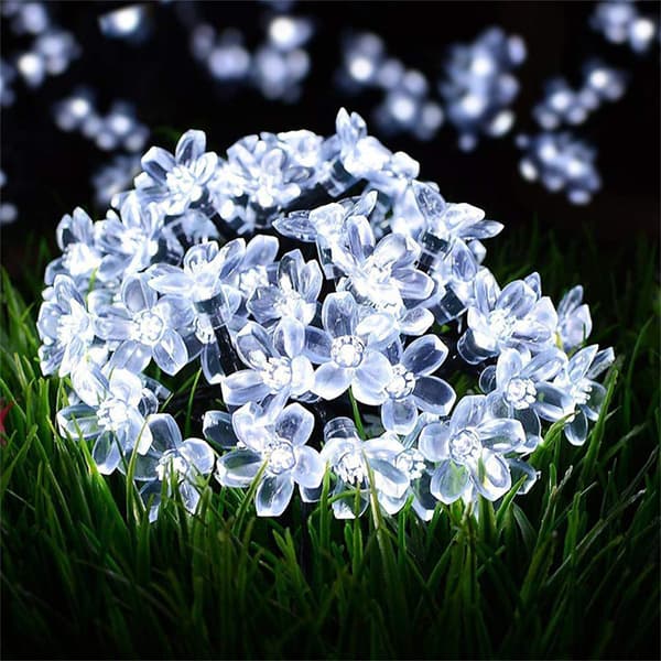 Solcelle lyskæde udendørs blomster, 7m 50 LED solcelle lyskæde