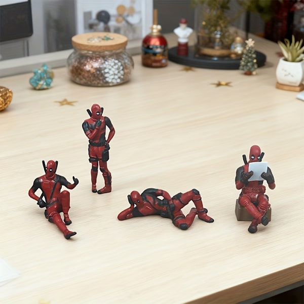 4 st Deadpool Actionfigur Set-Deadpool, Deadpool 2, Deadpool 3, Deadpool 4-Samlarobjekt PVC Statyer med Dynamiska Poser, Dynamiska Action Poser, Coll 4pcs