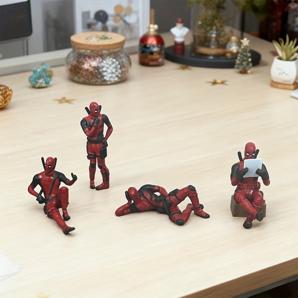 4 stk. Deadpool Action Figur Sæt - Deadpool, Deadpool 2, Deadpool 3, Deadpool 4 - Samlerobjekt PVC Statuer med Dynamiske Stillinger, Dynamiske Action Stillinger, Coll 4pcs